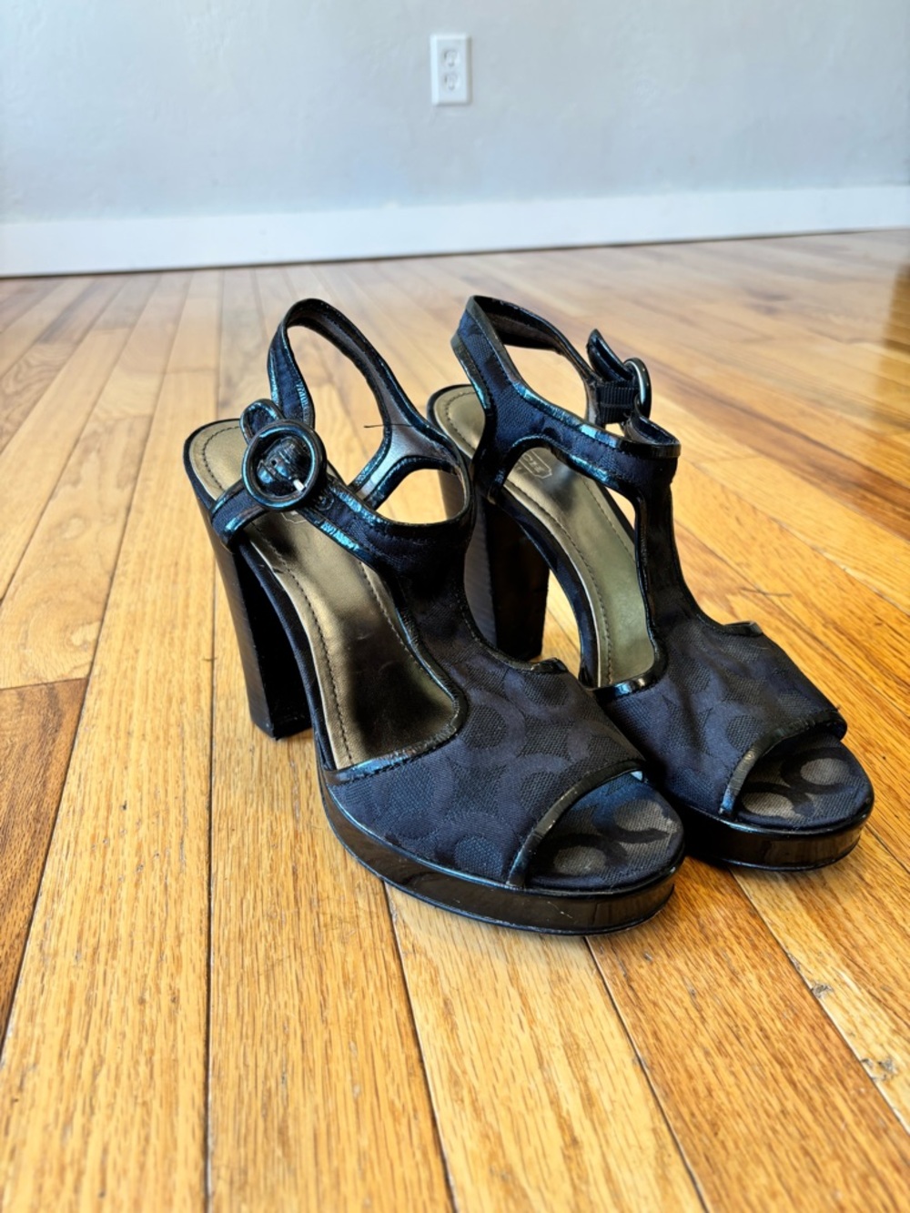 Vintage COACH T-Strap High Heel Sandals - Women